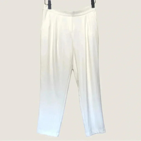 RDI lightweight ivory, wide leg trousers w two pockets & faux zipper - Picture 1 of 6